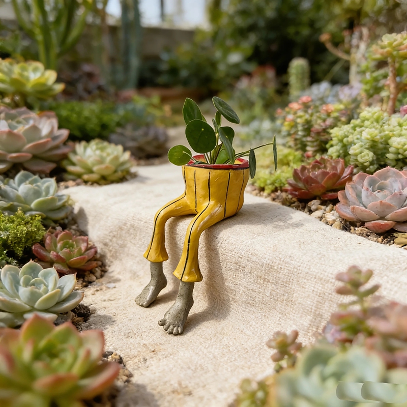 Plant Parental - Pot Keramik Unik Bentuk Kaki Duduk,
